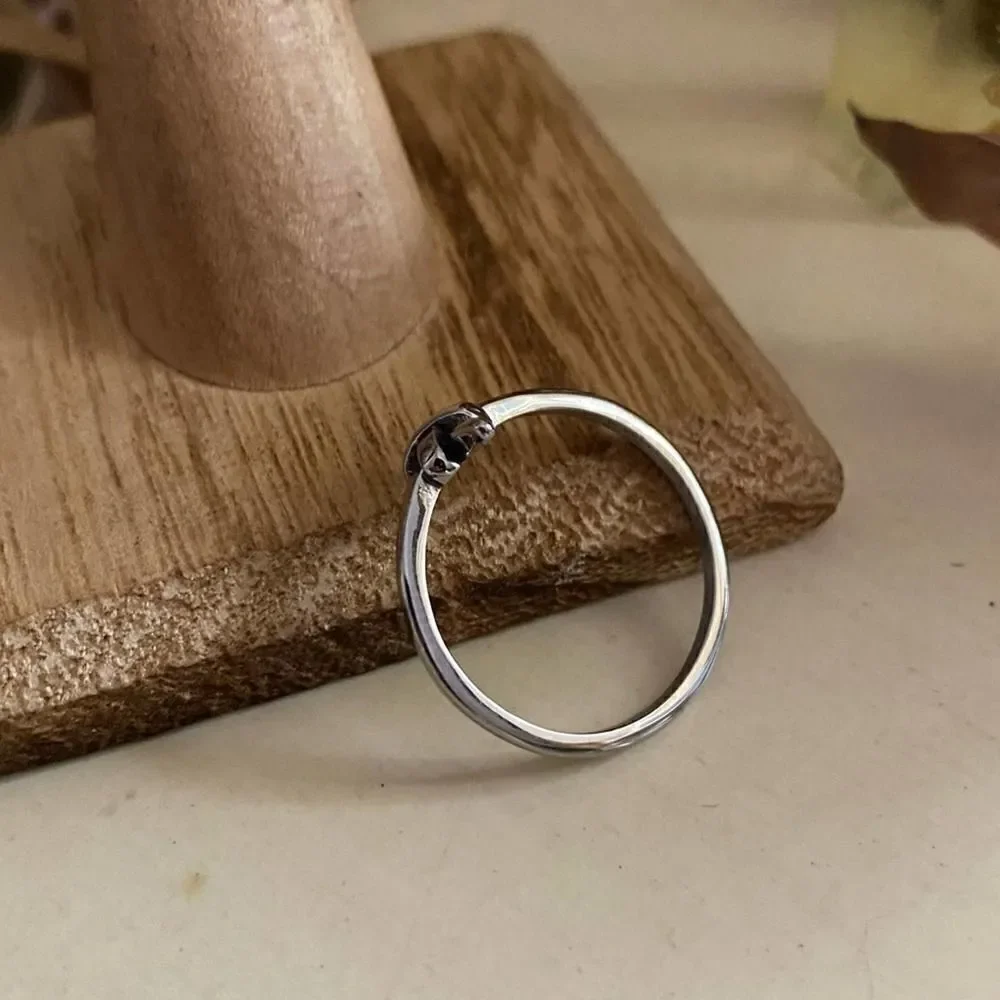 Stainless Steel Oxidized Cross Minimalist Faith Ring Size 6,9